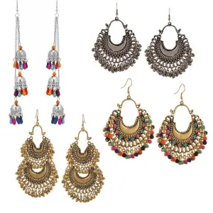 Combo of 4 Oxidized Layered Beads Jhumki