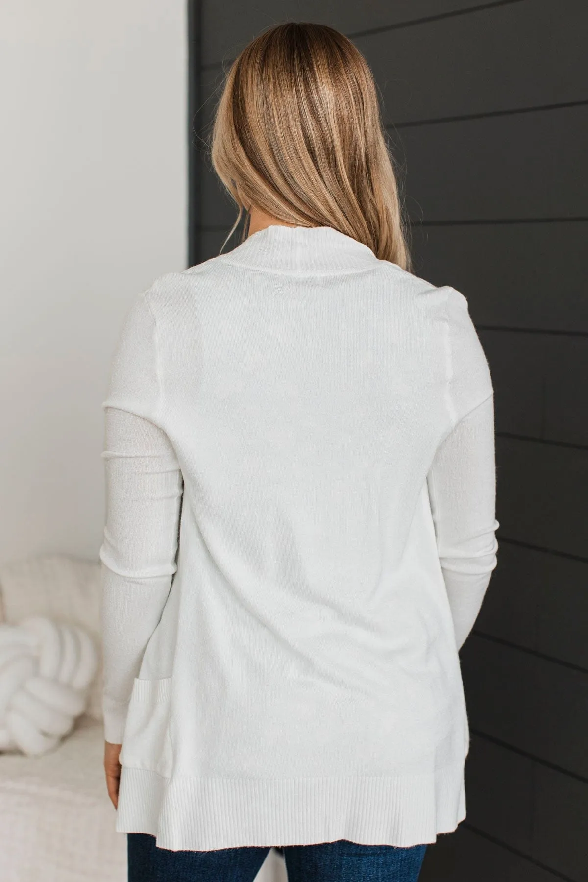 Comfortable With Myself Knit Cardigan- White