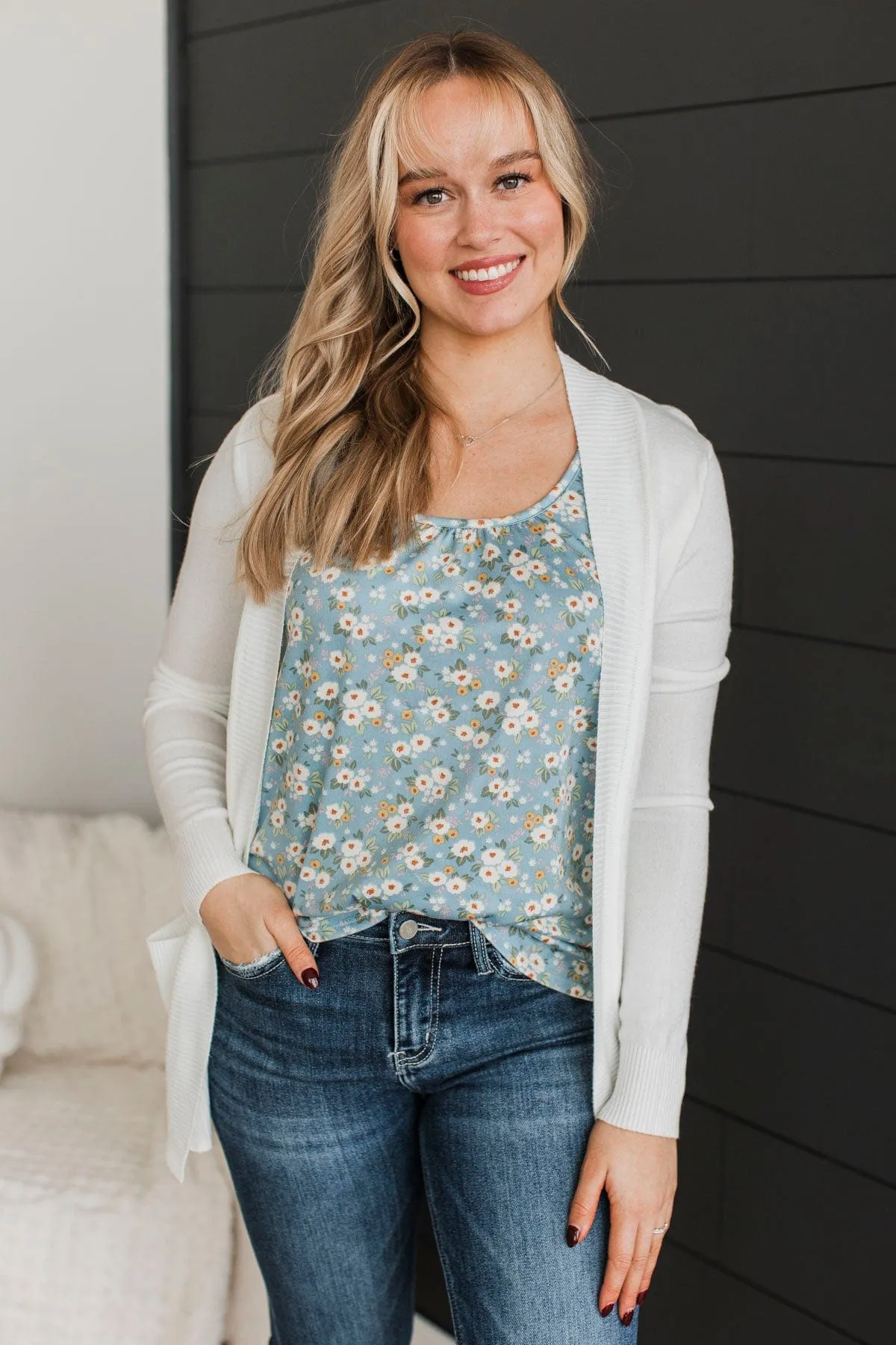 Comfortable With Myself Knit Cardigan- White