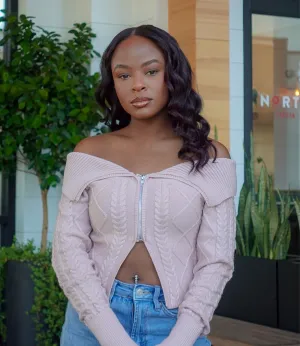 Comfy Classy Off Shoulder Cable Knit Sweater Top