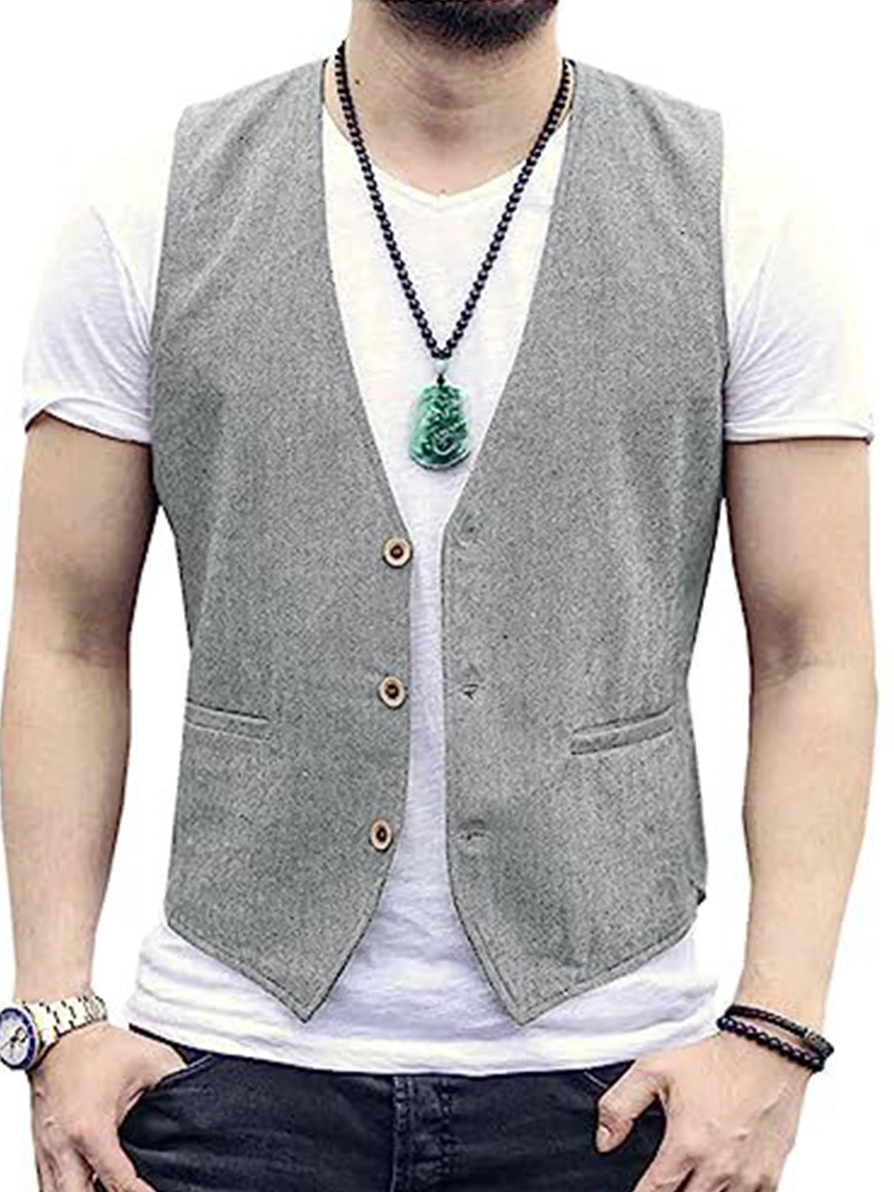 Cotton Linen Lightweight Cool Casual Vest