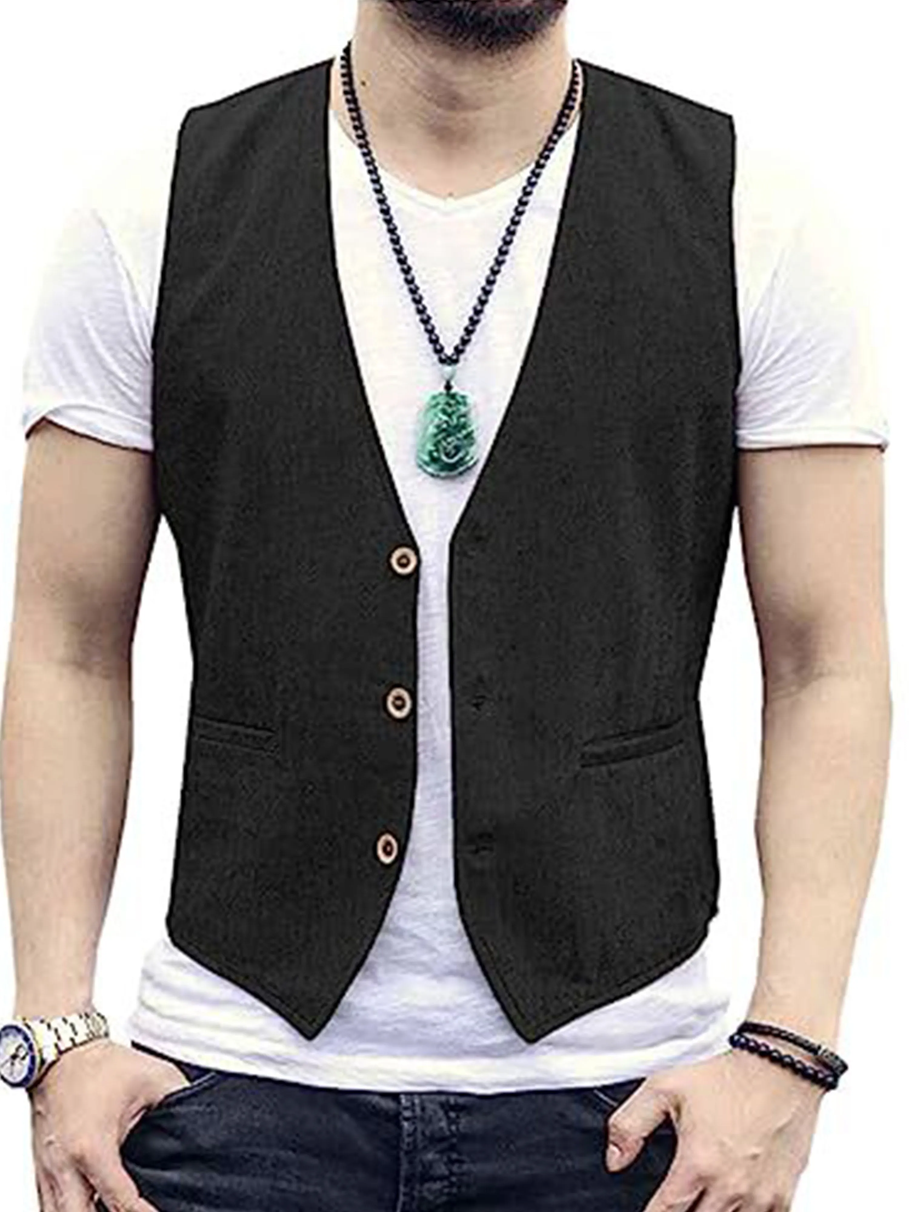 Cotton Linen Lightweight Cool Casual Vest