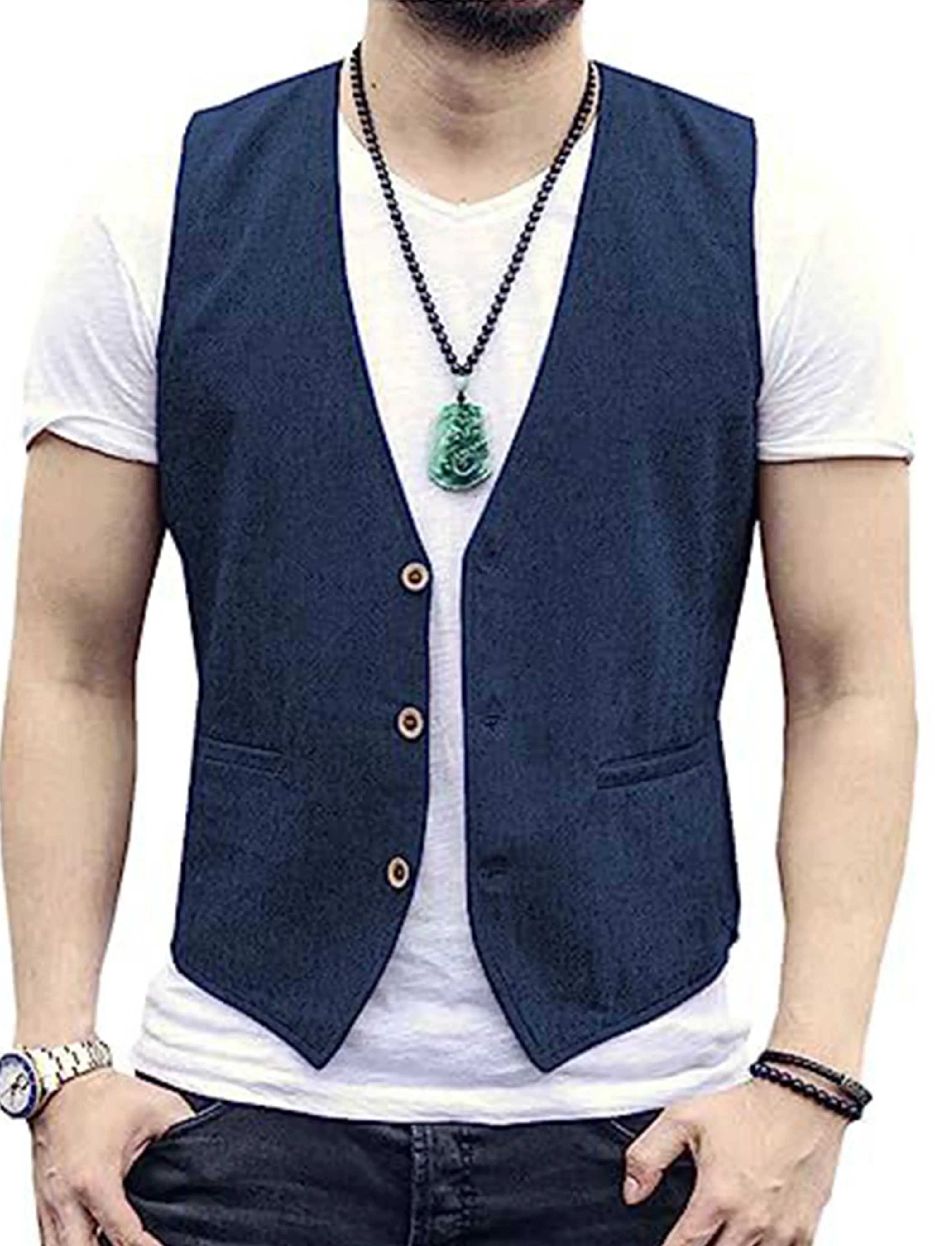 Cotton Linen Lightweight Cool Casual Vest