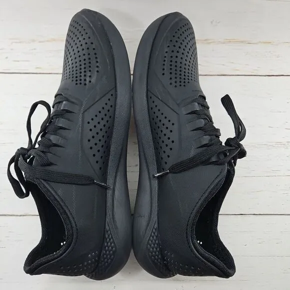 Crocs Lite Ride Pacer‎ Mens 11 Black Sneakers Casual Lace Up Perforated 204967
