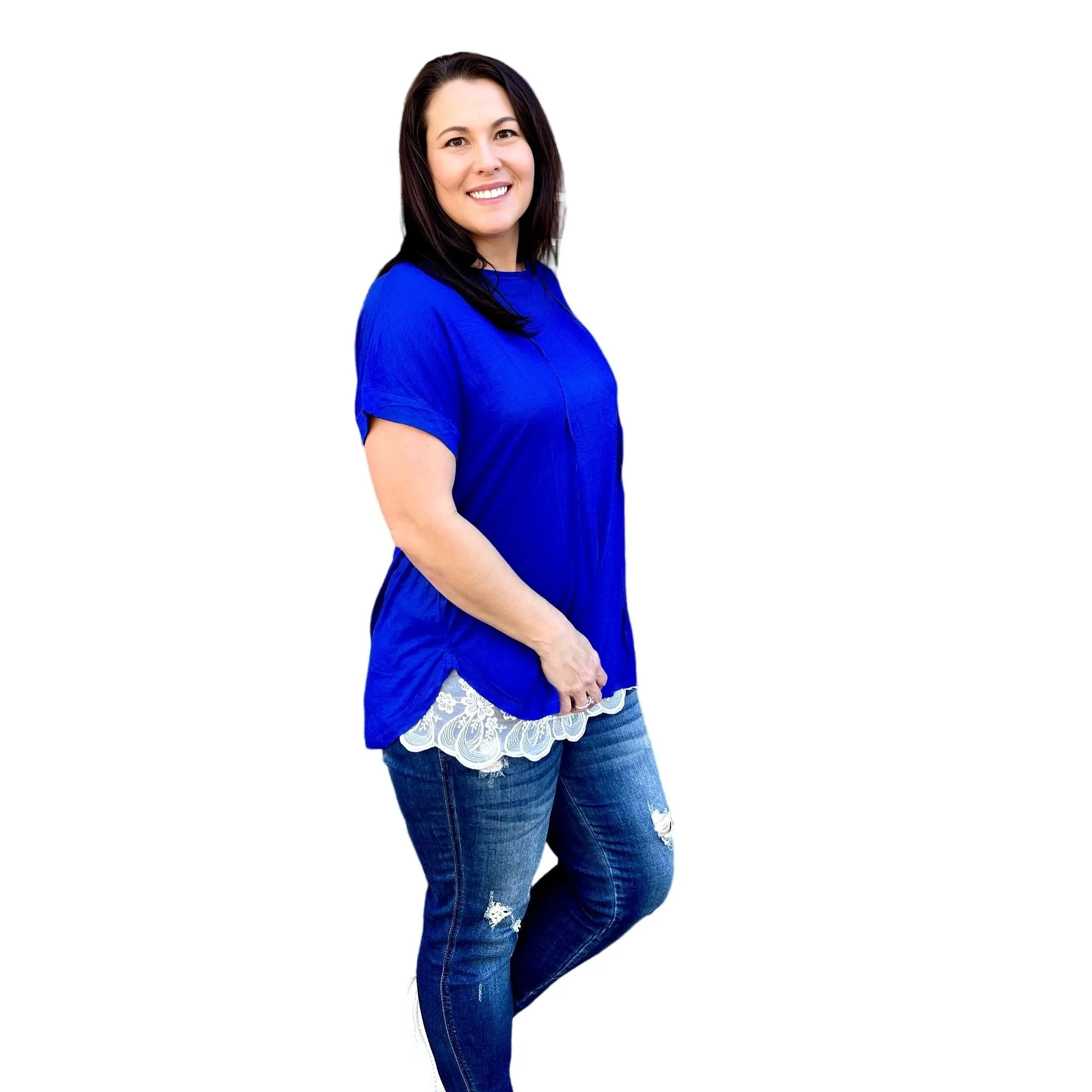 Culture Code Blue Round Neck Exposed Seam Sleeveless Top CAY1647