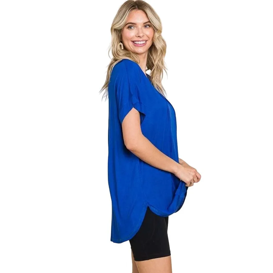 Culture Code Blue Round Neck Exposed Seam Sleeveless Top CAY1647