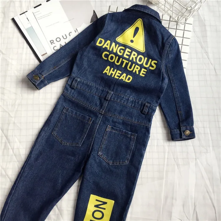 Denim Baby Romper Jumpsuit for Boy Girls 1-8 Years old