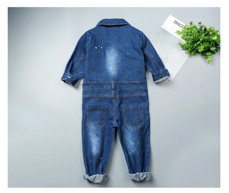 Denim Baby Romper Jumpsuit for Boy Girls 1-8 Years old