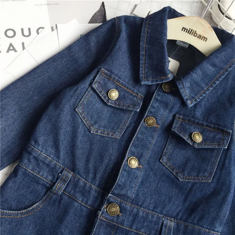 Denim Baby Romper Jumpsuit for Boy Girls 1-8 Years old