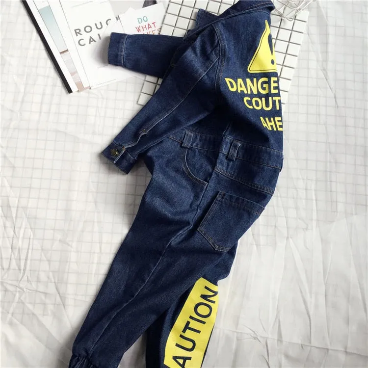 Denim Baby Romper Jumpsuit for Boy Girls 1-8 Years old