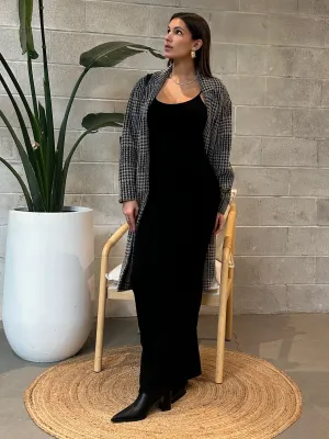DEX Houndstooth Long Blazer Coat