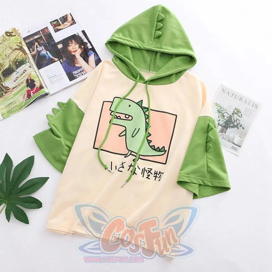 Dinosaur Cartoon Japanese Hooded T-shirt J10023