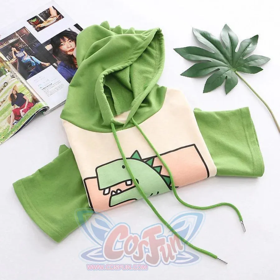 Dinosaur Cartoon Japanese Hooded T-shirt J10023