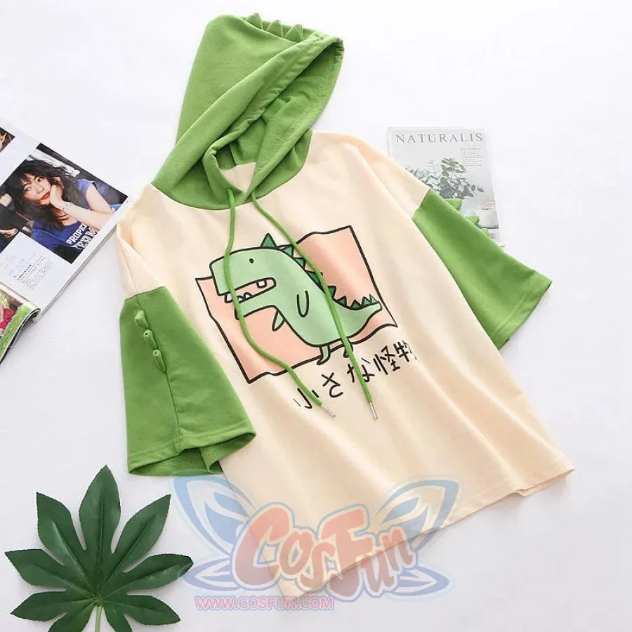 Dinosaur Cartoon Japanese Hooded T-shirt J10023