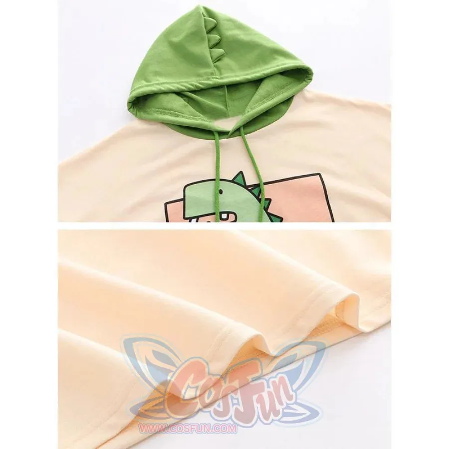 Dinosaur Cartoon Japanese Hooded T-shirt J10023