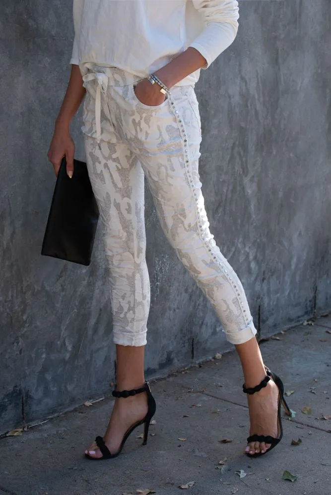 Distressed Camouflage Crinkle Joggers