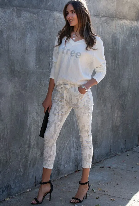 Distressed Camouflage Crinkle Joggers