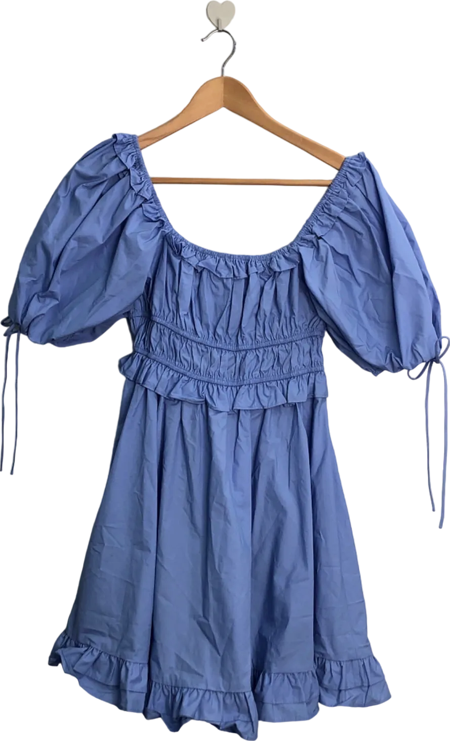 En Saison Blue Puff Sleeve Mini Dress UK XS