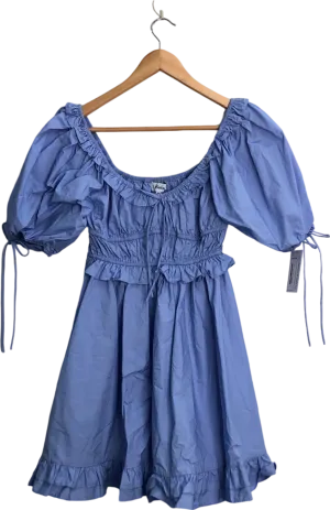 En Saison Blue Puff Sleeve Mini Dress UK XS