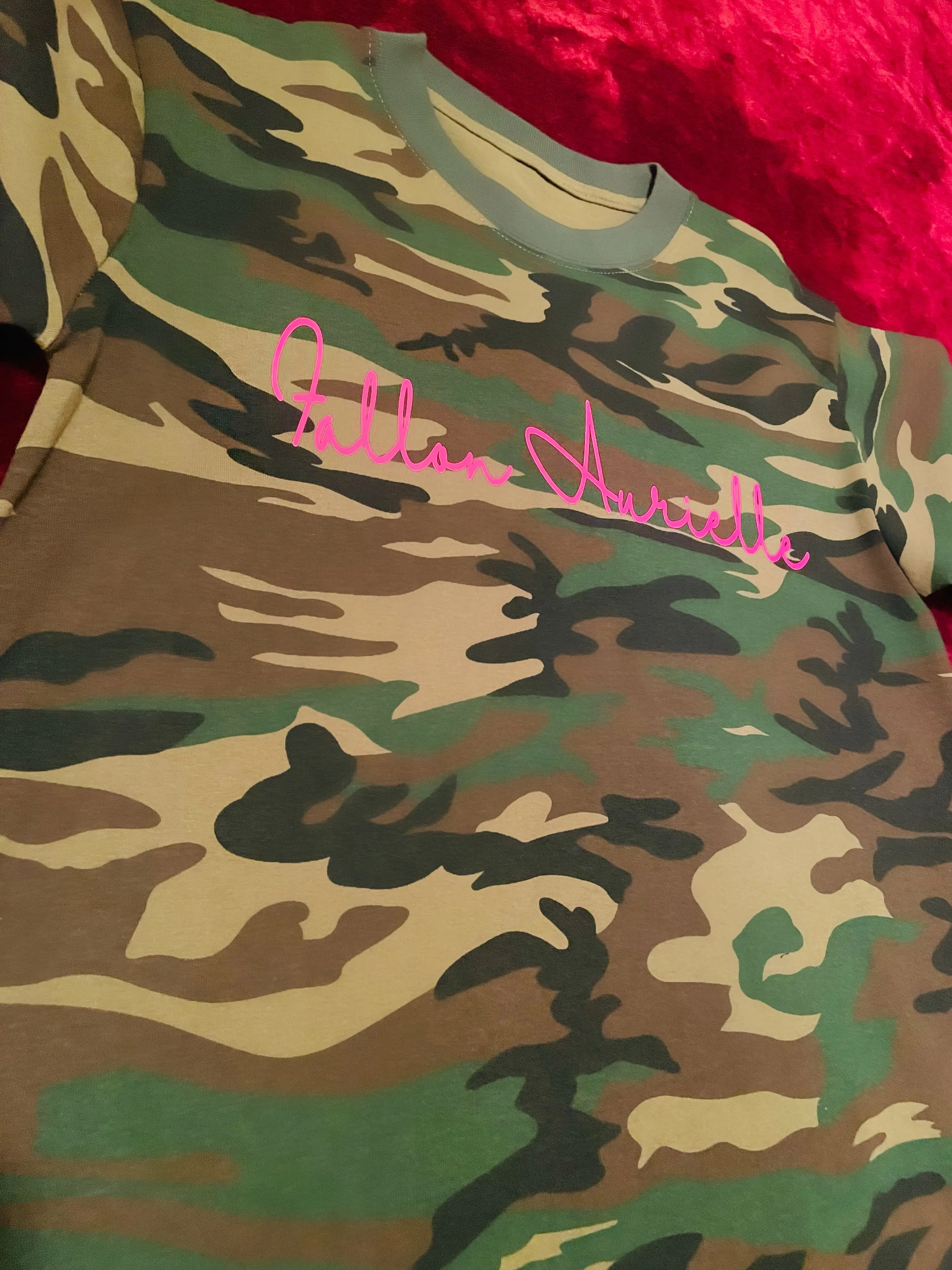 Fallon Aurielle Signature 3 Piece Virgo Logo & Name Zodiac Leggings Set (Camo & Neon Pink)