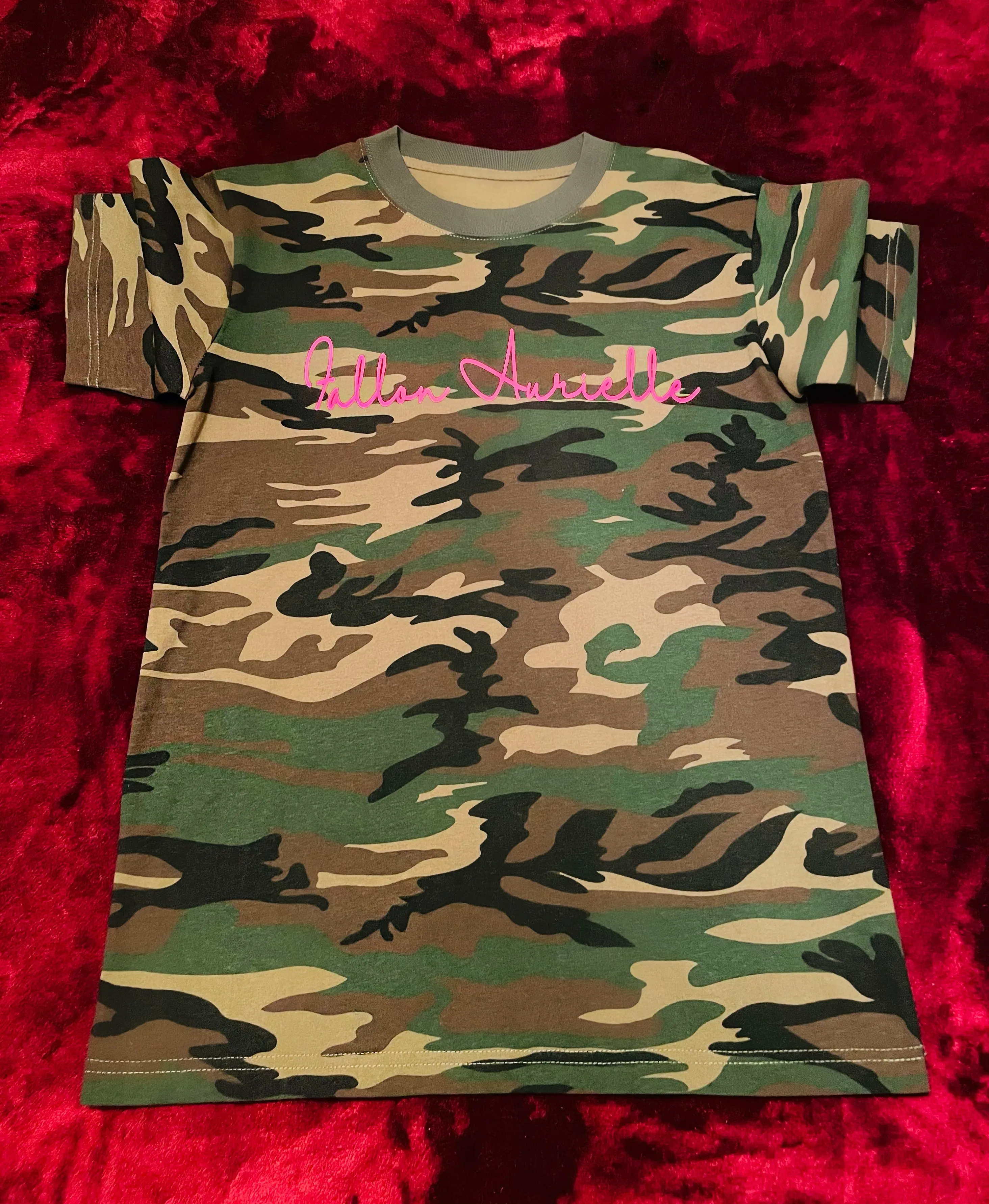 Fallon Aurielle Signature 3 Piece Virgo Logo & Name Zodiac Leggings Set (Camo & Neon Pink)