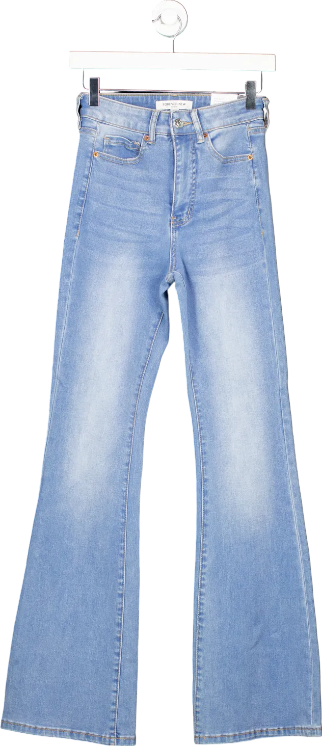 Forever New Light Blue High-Rise Skinny Flare Denim Jeans UK 6