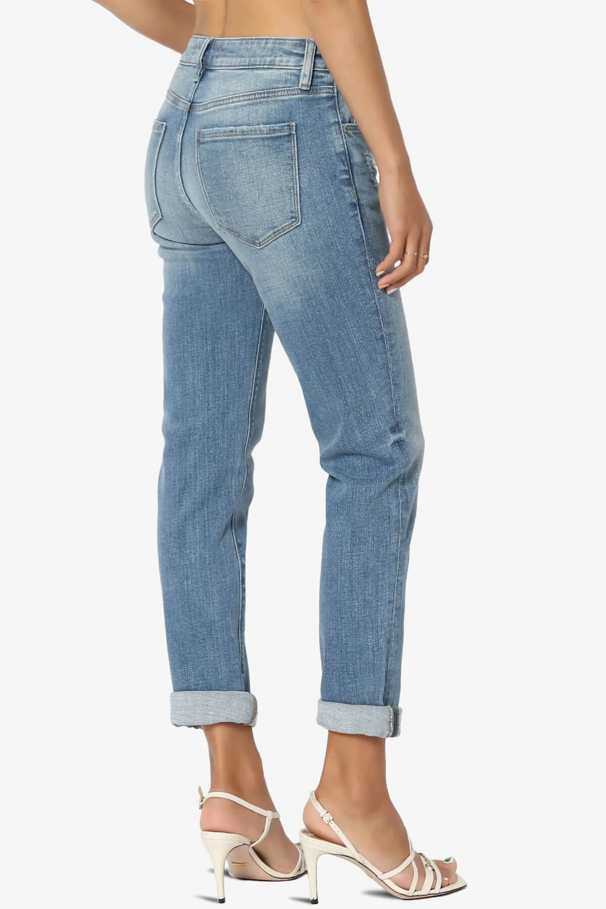 Frankie Mid Rise Girlfriend Jeans in Buzzkill