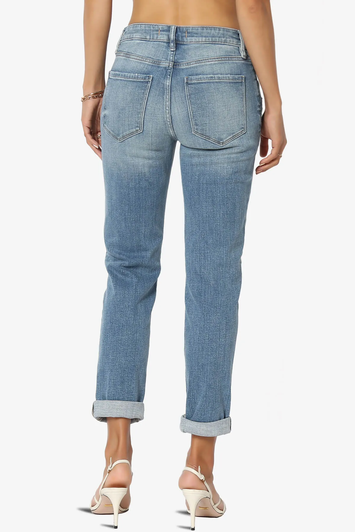 Frankie Mid Rise Girlfriend Jeans in Buzzkill