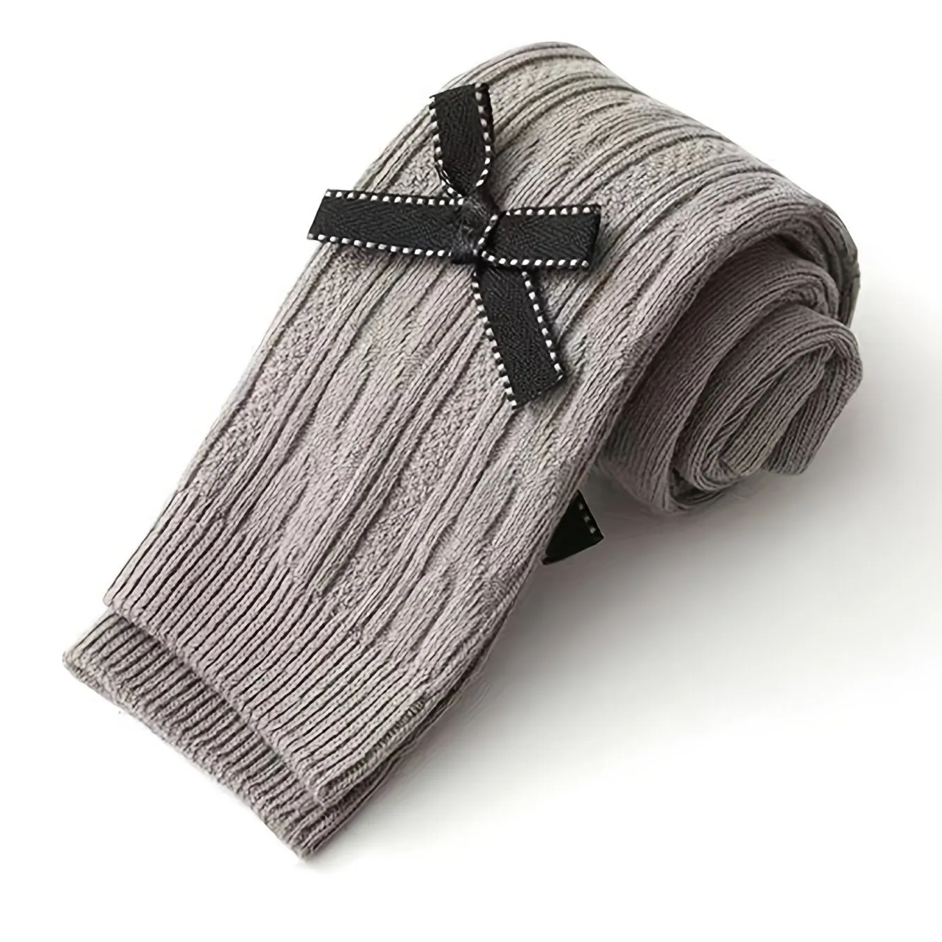 Girls Cable Knit Tights with Bowknot Decor, Toddler High-Stretch Pantyhose, Leggings for Winter