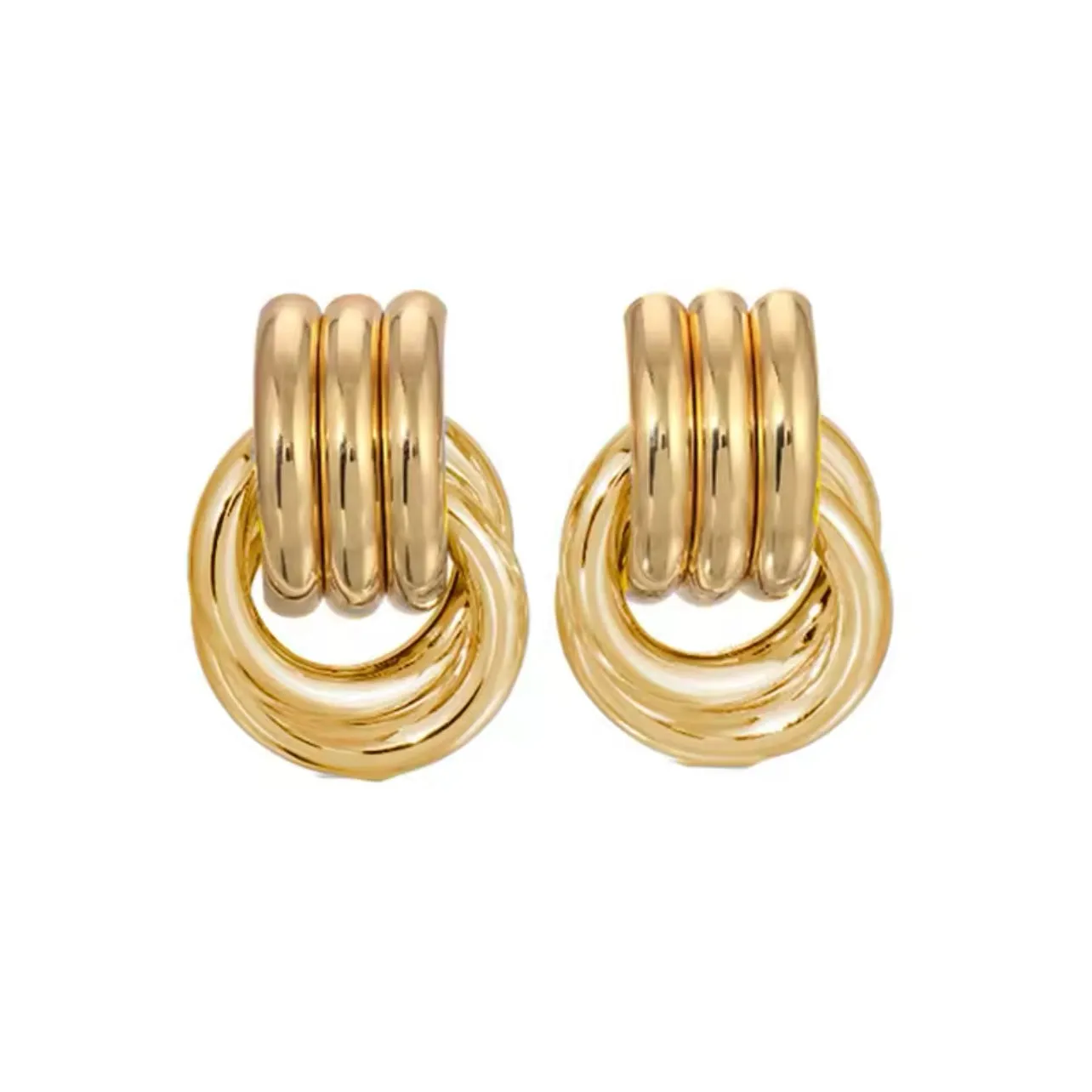 Gold Knot Circle Earrings