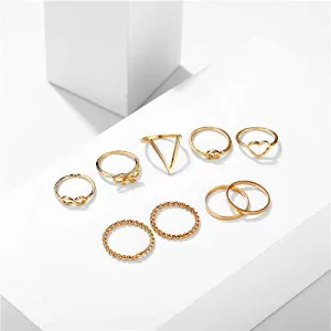 Gold Plated Nine Piece Love Infinity Ring Set