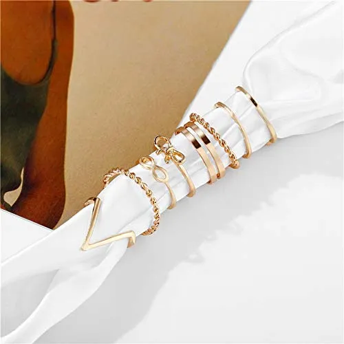 Gold Plated Nine Piece Love Infinity Ring Set