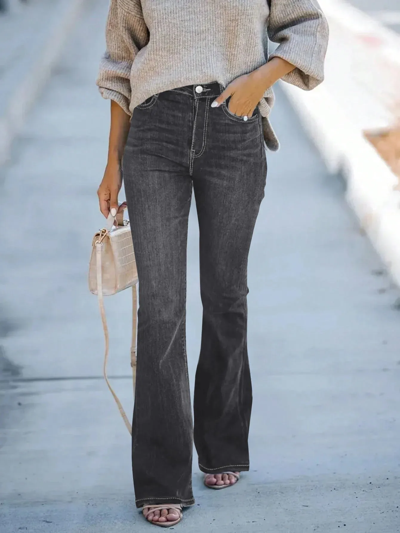 High-Waist Trumpet Denim Trousers