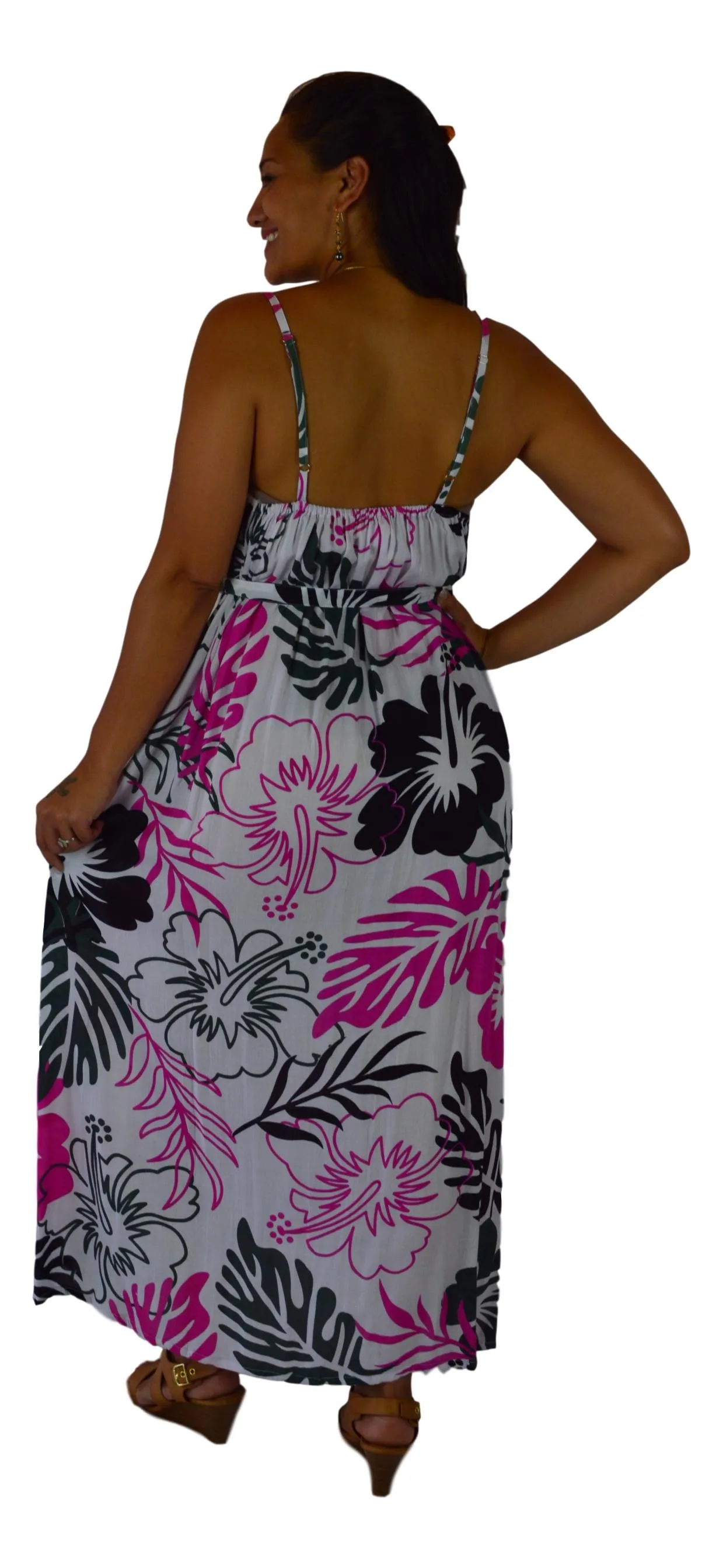 Holoholo - Bali Dress - Paradise Hibiscus - Pink - Long