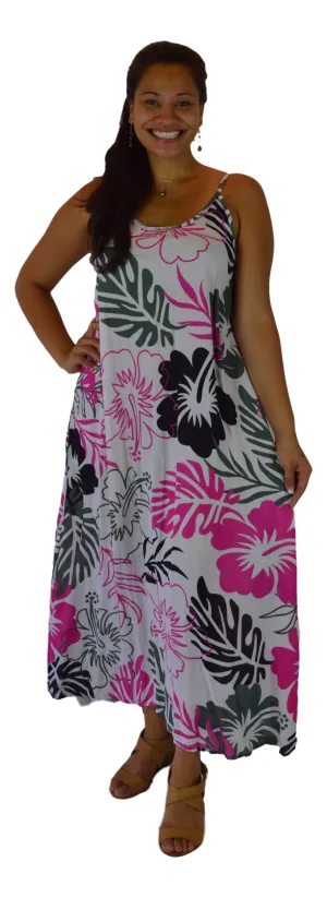 Holoholo - Bali Dress - Paradise Hibiscus - Pink - Long