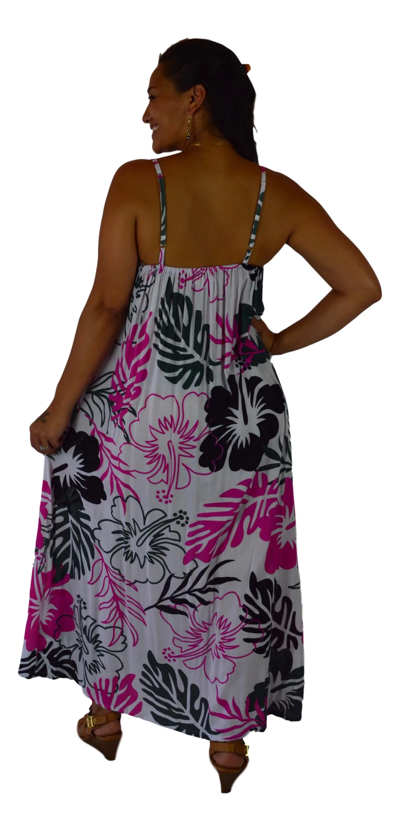 Holoholo - Bali Dress - Paradise Hibiscus - Pink - Long