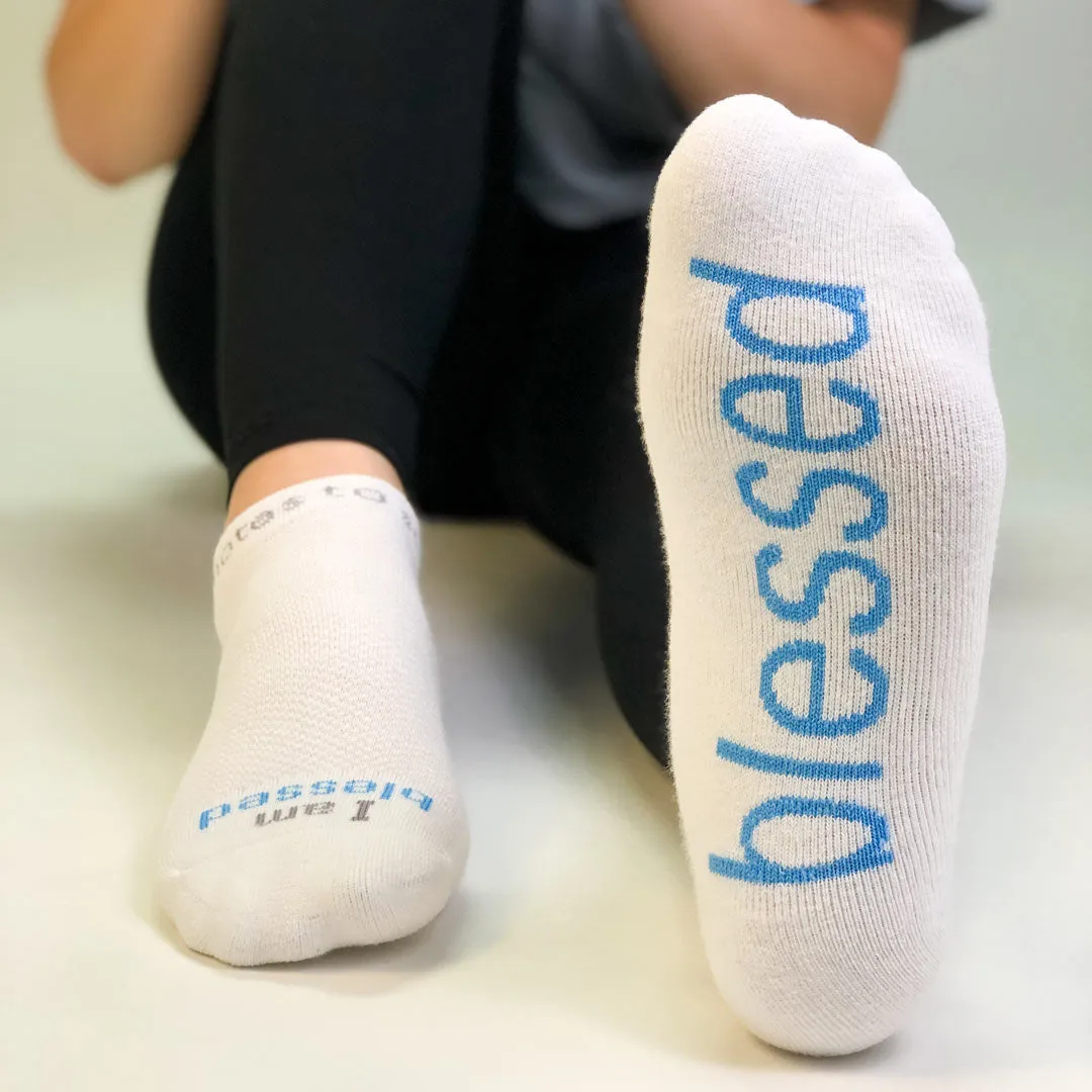I am blessed™ white low-cut socks