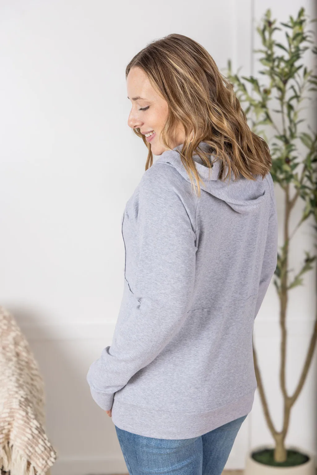 IN PRODUCTION Noelle Button Hoodie - Light Grey