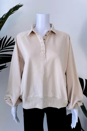 JANIE CASUAL TERRY PULLOVER IN BEIGE