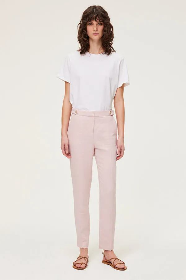 JULIEN NUDE LINEN MIX TROUSERS