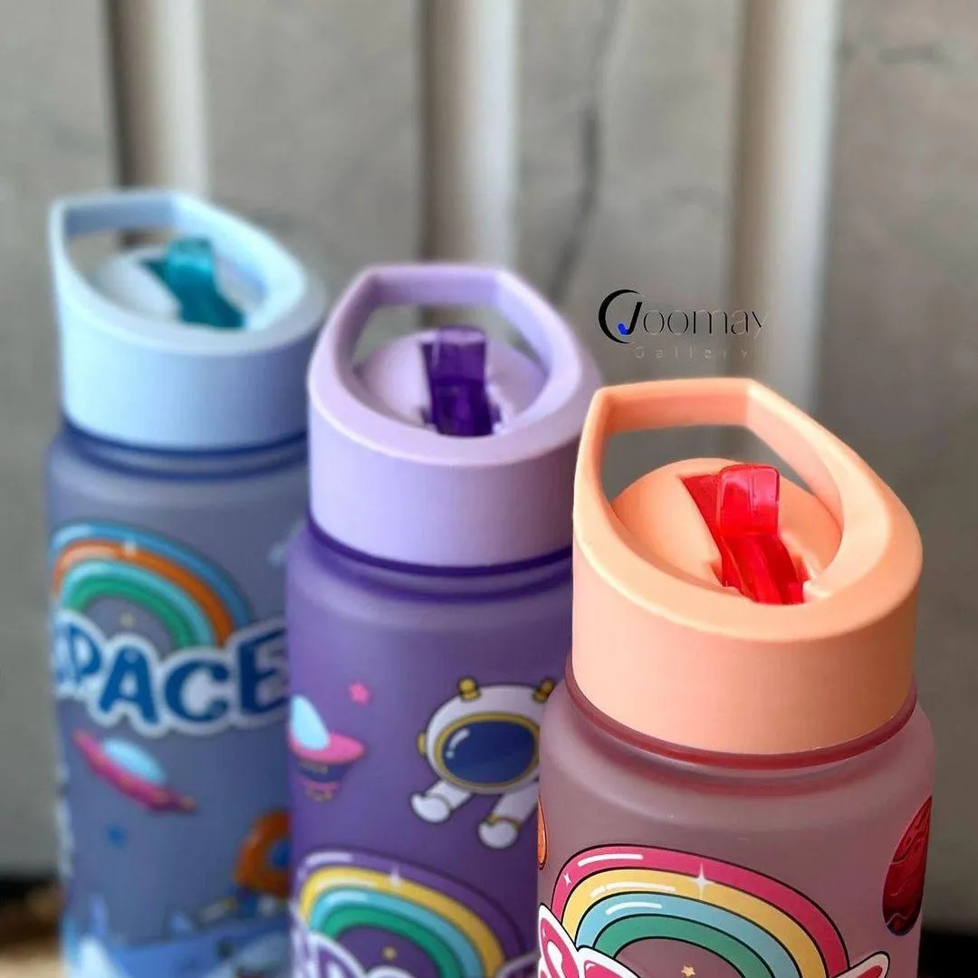 Kids' Space-Themed Tritan Water Bottles with Straw Lid - 600ml