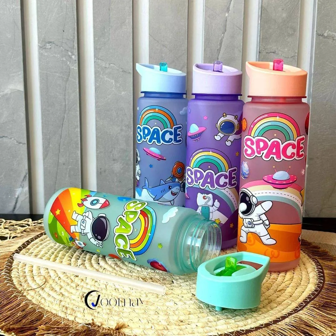 Kids' Space-Themed Tritan Water Bottles with Straw Lid - 600ml