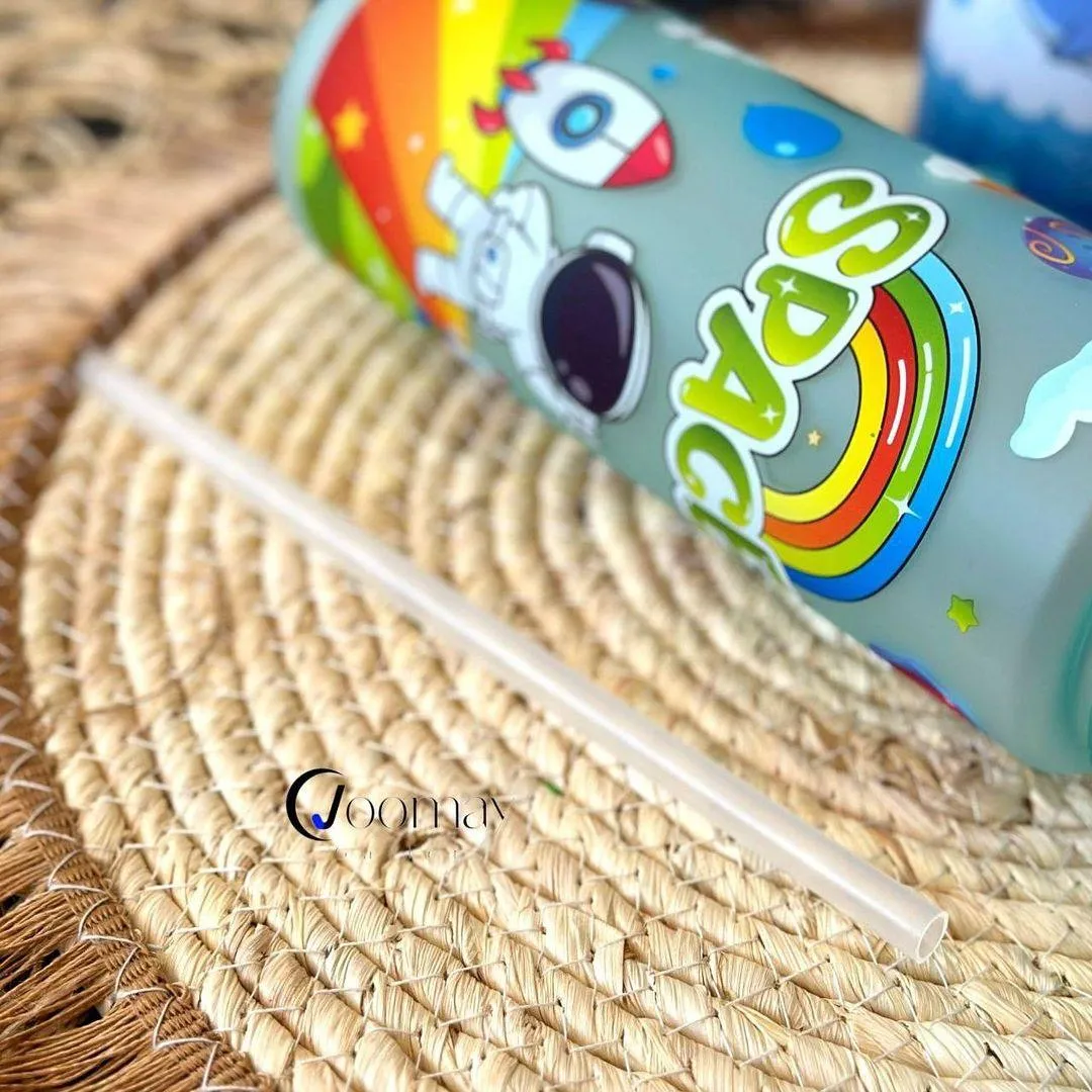 Kids' Space-Themed Tritan Water Bottles with Straw Lid - 600ml