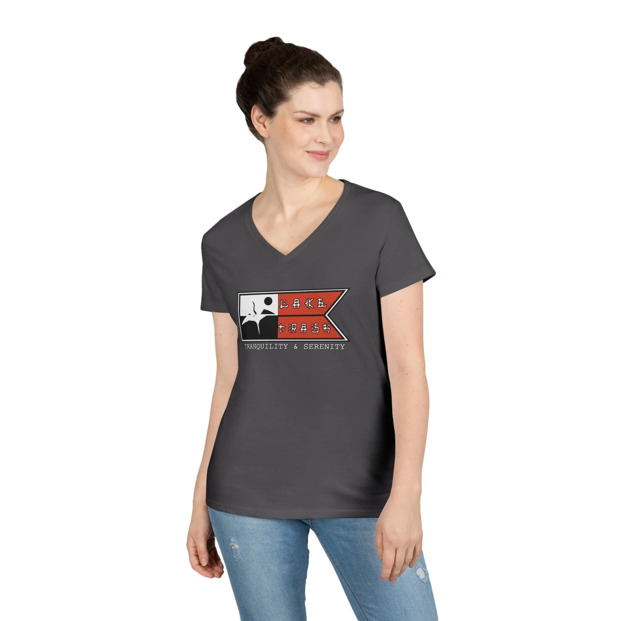 Ladies' V-Neck T-Shirt - Tranquility & Serenity Design | Relaxed Casual Wear