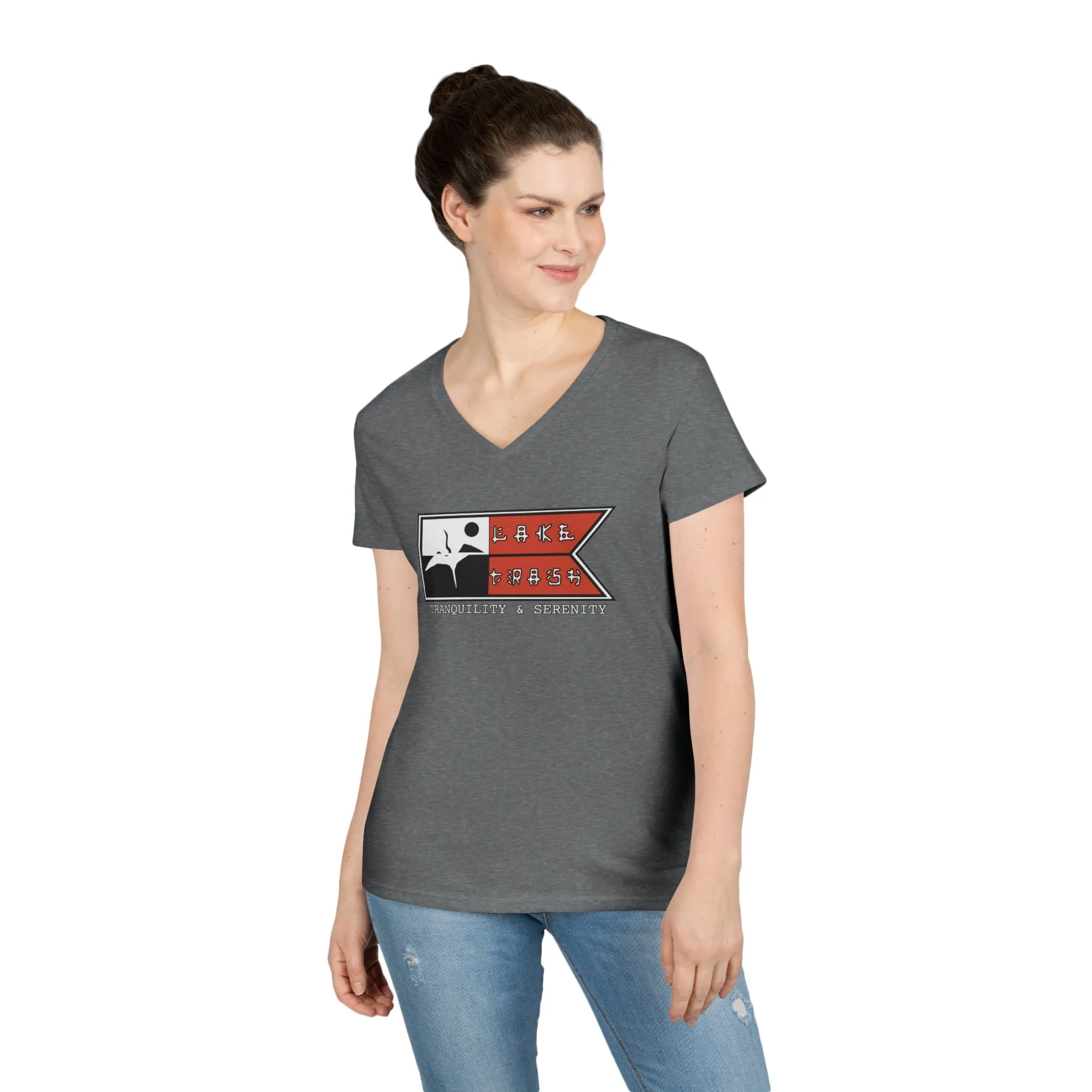Ladies' V-Neck T-Shirt - Tranquility & Serenity Design | Relaxed Casual Wear