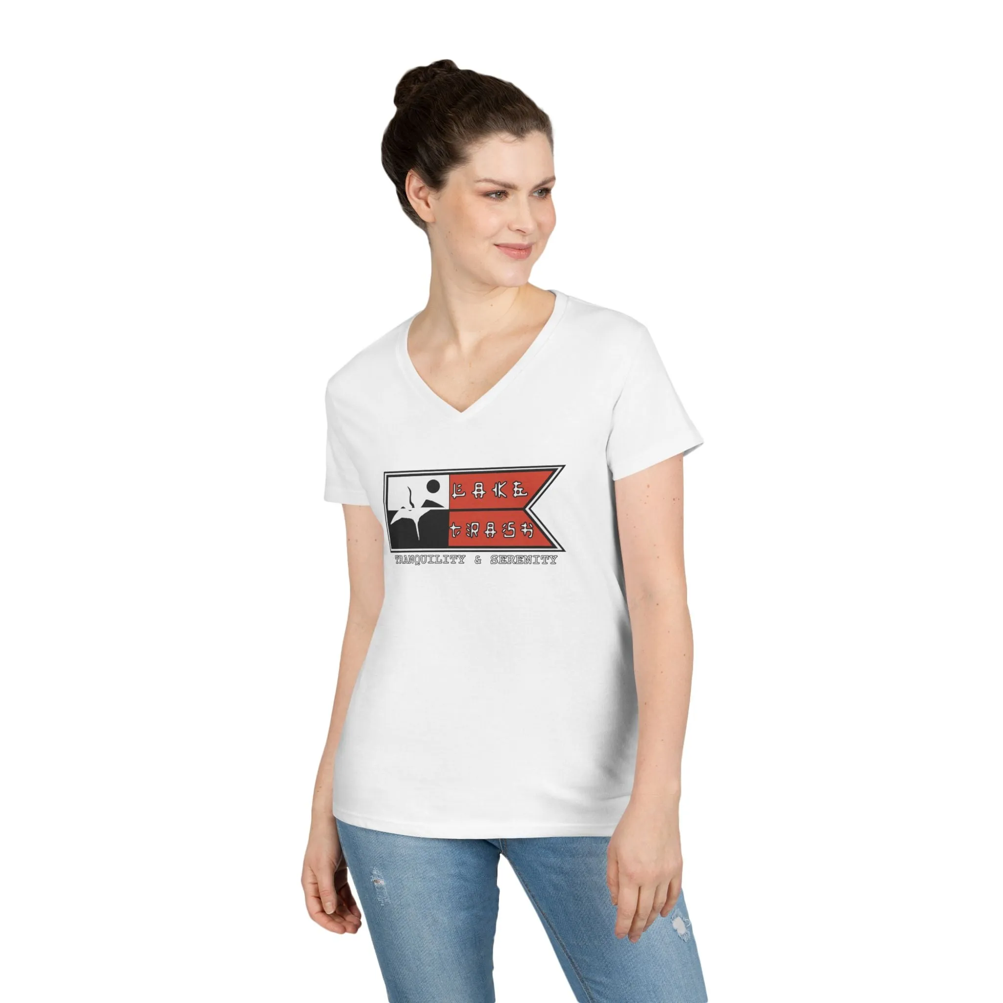 Ladies' V-Neck T-Shirt - Tranquility & Serenity Design | Relaxed Casual Wear