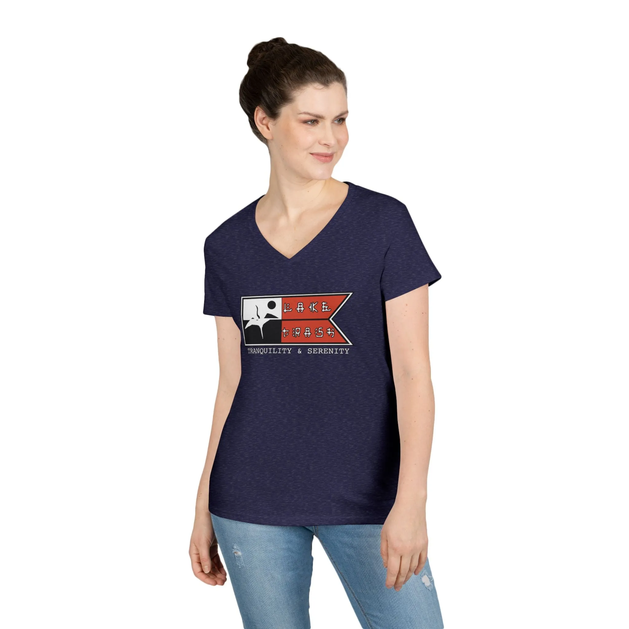 Ladies' V-Neck T-Shirt - Tranquility & Serenity Design | Relaxed Casual Wear