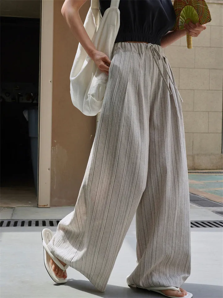 Ladies Wide Leg Comfortable Sun Protection Casual Striped Pants