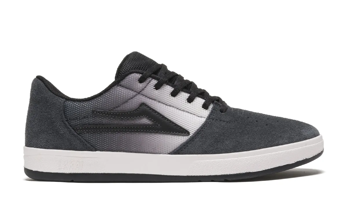 LAKAI SKATE SHOES: BRIGHTON. Black/Gradient Suede. Sizes 7