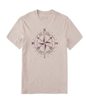Life is Good Good Go Places Compass Crusher-LITE Tee - Heather Almond